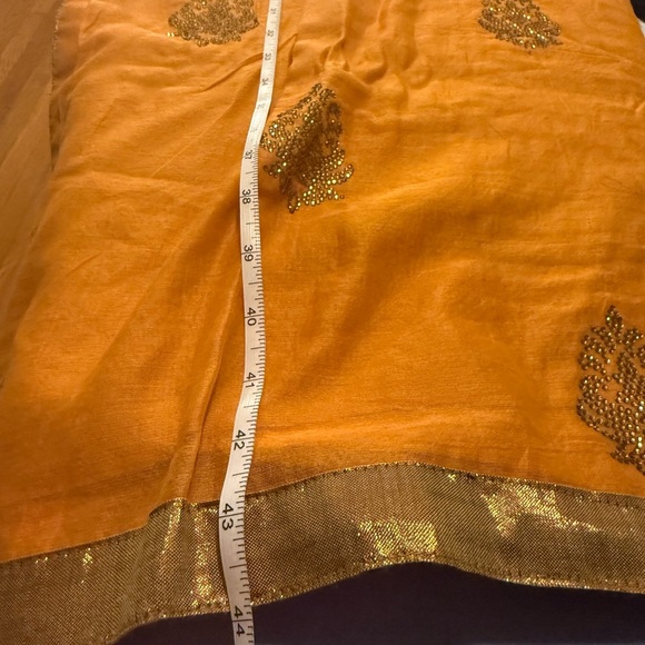 Vibrant Yellow/Orange Flutter Sleeve Plunge Neck Midi Kaftan - Picture 6 of 7